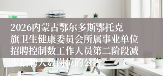 2026内蒙古鄂尔多斯鄂托克旗卫生健康委员会所属事业单位招聘控制数工作人员第二阶段减少招聘人数岗位的公告