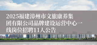 2025福建漳州市文旅康养集团有限公司品牌建设运营中心一线岗位招聘11人公告