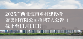 2025广西北海市乡村建设投资集团有限公司招聘7人公告(截止至11月11日)