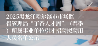 2025黑龙江哈尔滨市市场监督管理局“丁香人才周”（春季）所属事业单位引才招聘拟聘用人员名单公示
