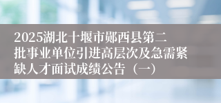 2025湖北十堰市郧西县第二批事业单位引进高层次及急需紧缺人才面试成绩公告（一）
