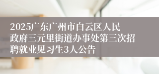 2025广东广州市白云区人民政府三元里街道办事处第三次招聘就业见习生3人公告