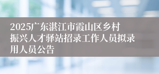 2025广东湛江市霞山区乡村振兴人才驿站招录工作人员拟录用人员公告