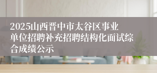 2025山西晋中市太谷区事业单位招聘补充招聘结构化面试综合成绩公示