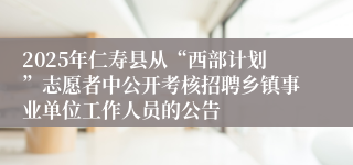 2025年仁寿县从“西部计划”志愿者中公开考核招聘乡镇事业单位工作人员的公告