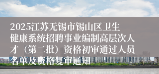 2025江苏无锡市锡山区卫生健康系统招聘事业编制高层次人才(第二批)资格初审通过人员名单及资格复审通知