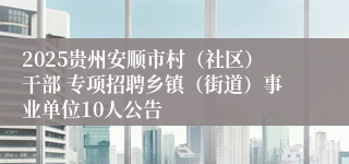 2025贵州安顺市村（社区）干部 专项招聘乡镇（街道）事业单位10人公告