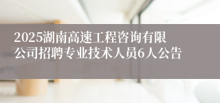 2025湖南高速工程咨询有限公司招聘专业技术人员6人公告