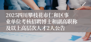 2025四川攀枝花市仁和区事业单位考核招聘博士和副高职称及以上高层次人才2人公告