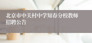 北京市中关村中学知春分校教师招聘公告