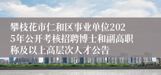 攀枝花市仁和区事业单位2025年公开考核招聘博士和副高职称及以上高层次人才公告