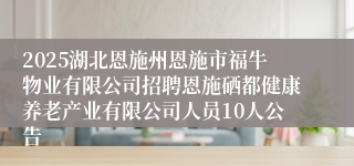 2025湖北恩施州恩施市福牛物业有限公司招聘恩施硒都健康养老产业有限公司人员10人公告