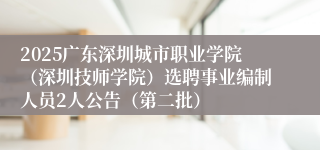 2025广东深圳城市职业学院（深圳技师学院）选聘事业编制人员2人公告（第二批）