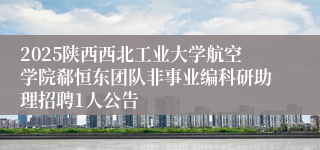 2025陕西西北工业大学航空学院郗恒东团队非事业编科研助理招聘1人公告