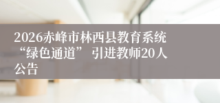 2026赤峰市林西县教育系统“绿色通道” 引进教师20人公告