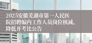 2025安徽芜湖市第一人民医院招聘编内工作人员岗位核减、降低开考比公告
