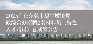 2025广东东莞市望牛墩镇党政综合办招聘2名材料员(特色人才聘员)总成绩公告