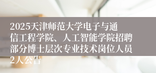 2025天津师范大学电子与通信工程学院、人工智能学院招聘部分博士层次专业技术岗位人员2人公告