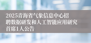 2025青海省气象信息中心招聘数据研发和人工智能应用研究首席1人公告