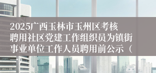 2025广西玉林市玉州区考核聘用社区党建工作组织员为镇街事业单位工作人员聘用前公示（一）