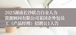 2025湖南长沙联合白金人力资源顾问有限公司某国企外包员工(产品经理)招聘公1人告