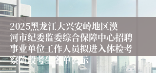 2025黑龙江大兴安岭地区漠河市纪委监委综合保障中心招聘事业单位工作人员拟进入体检考察阶段考生名单公示