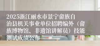 2025浙江丽水市景宁畲族自治县机关事业单位招聘编外(畲族博物馆、非遗馆讲解员)技能测试成绩公布