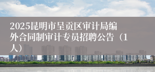 2025昆明市呈贡区审计局编外合同制审计专员招聘公告（1人）