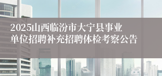 2025山西临汾市大宁县事业单位招聘补充招聘体检考察公告