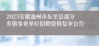 2025安徽池州市东至县部分乡镇事业单位招聘资格复审公告