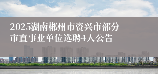2025湖南郴州市资兴市部分市直事业单位选聘4人公告