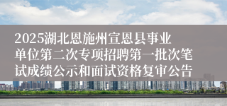 2025湖北恩施州宣恩县事业单位第二次专项招聘第一批次笔试成绩公示和面试资格复审公告