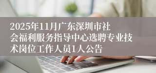 2025年11月广东深圳市社会福利服务指导中心选聘专业技术岗位工作人员1人公告