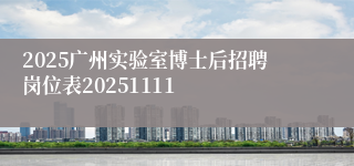 2025广州实验室博士后招聘岗位表20251111
