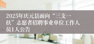2025年庆元县面向“三支一扶”志愿者招聘事业单位工作人员1人公告