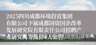 2025四川成都环境投资集团有限公司下属成都国资国企改革发展研究院有限责任公司招聘产业研究岗等岗位4人公告