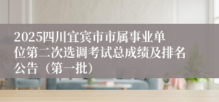 2025四川宜宾市市属事业单位第二次选调考试总成绩及排名公告(第一批)