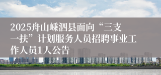 2025舟山嵊泗县面向“三支一扶”计划服务人员招聘事业工作人员1人公告
