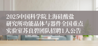 2025中国科学院上海硅酸盐研究所功能晶体与器件全国重点实验室苏良碧团队招聘1人公告