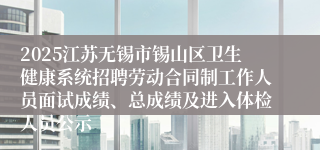 2025江苏无锡市锡山区卫生健康系统招聘劳动合同制工作人员面试成绩、总成绩及进入体检人员公示