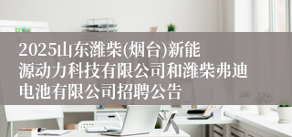 2025山东潍柴(烟台)新能源动力科技有限公司和潍柴弗迪电池有限公司招聘公告