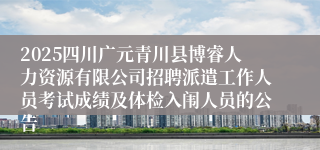 2025四川广元青川县博睿人力资源有限公司招聘派遣工作人员考试成绩及体检入闱人员的公告