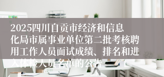 2025四川自贡市经济和信息化局市属事业单位第二批考核聘用工作人员面试成绩、排名和进入体检人员名单的公告