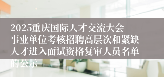 2025重庆国际人才交流大会事业单位考核招聘高层次和紧缺人才进入面试资格复审人员名单的公示