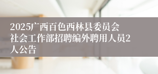 2025广西百色西林县委员会社会工作部招聘编外聘用人员2人公告