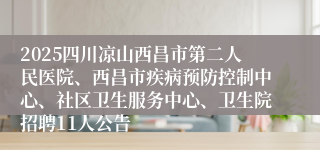 2025四川凉山西昌市第二人民医院、西昌市疾病预防控制中心、社区卫生服务中心、卫生院招聘11人公告