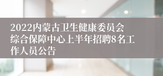 2022内蒙古卫生健康委员会综合保障中心上半年招聘8名工作人员公告