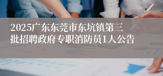 2025广东东莞市东坑镇第三批招聘政府专职消防员1人公告
