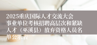 2025重庆国际人才交流大会事业单位考核招聘高层次和紧缺人才（巫溪县）放弃资格人员名单公示表