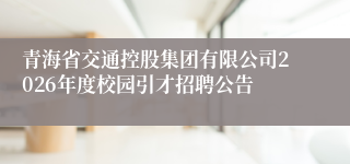 青海省交通控股集团有限公司2026年度校园引才招聘公告